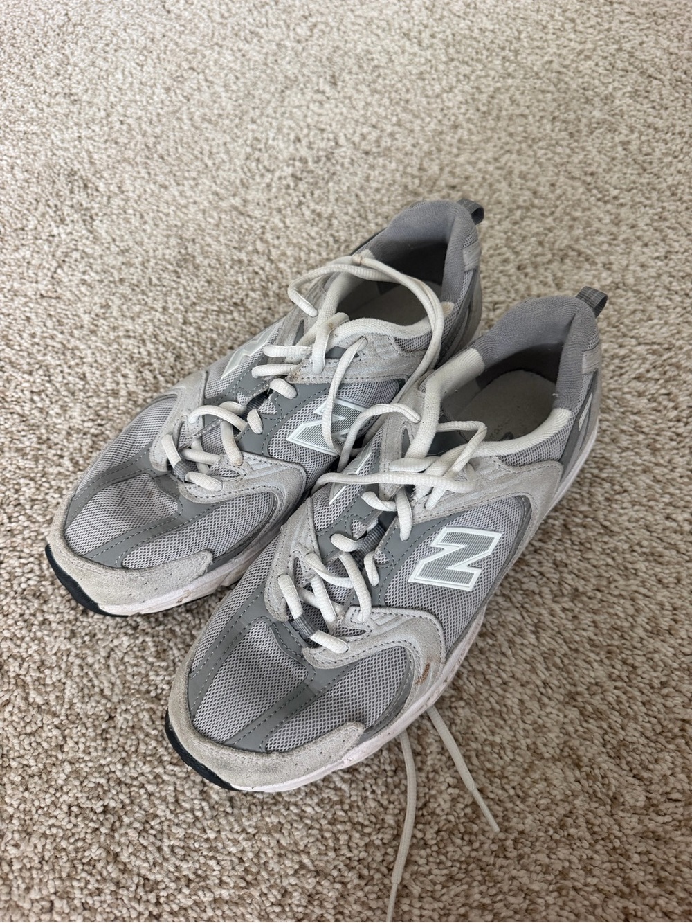 New Balance Light Gray and White Athletic Sneakers